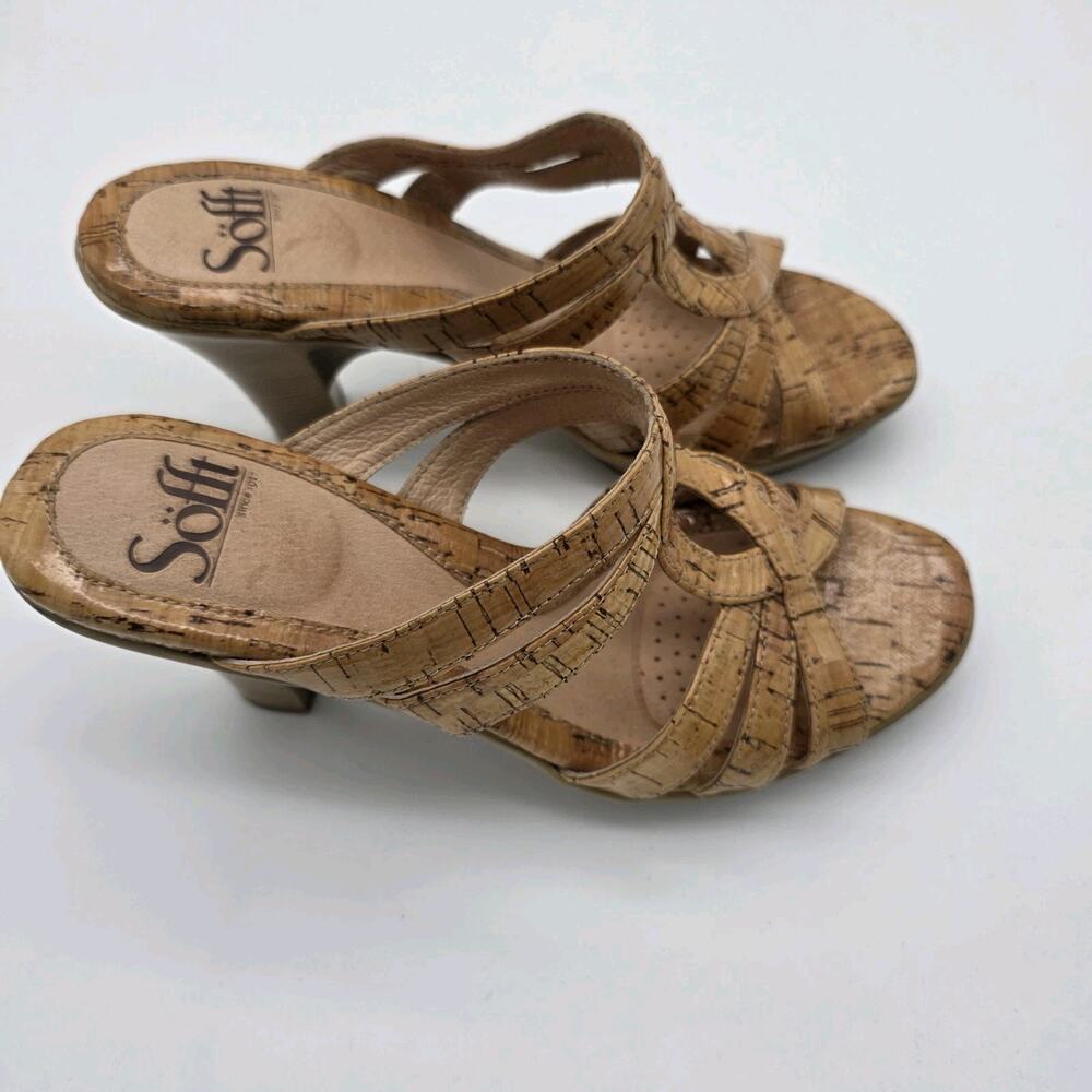 Sofft Cambria Cork Platform Sandals Women 6.5M Slingback Strappy Heels Tan